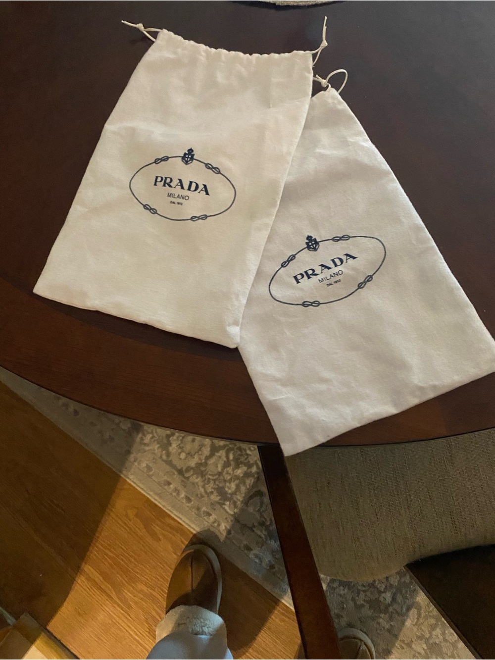 Prada White Drawstring Logo Dust Bags (Pair)